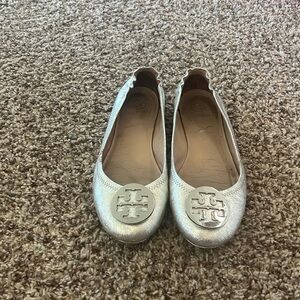 Tory Burch silver flats